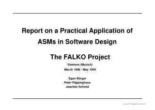 Report on a Practical Application of ASMs in Software Design