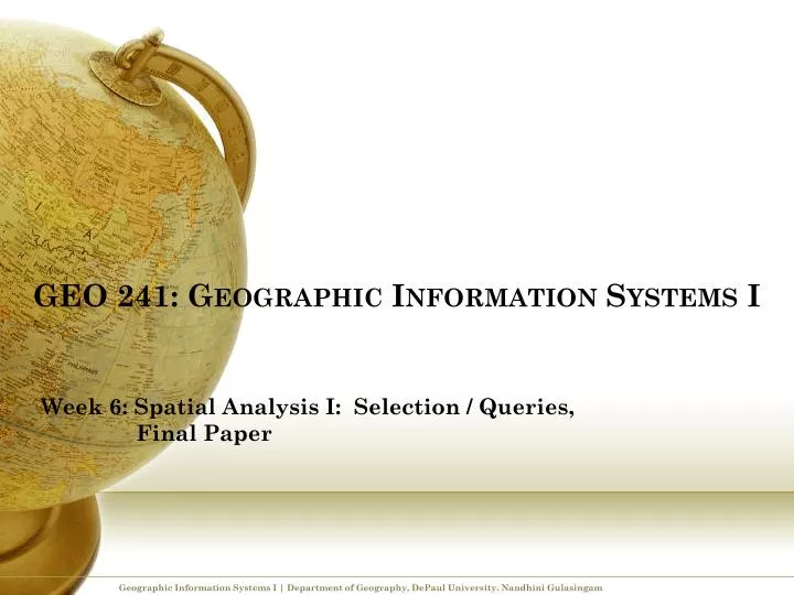 geo 241 geographic information systems i