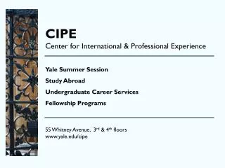 CIPE Center for International &amp; Professional Experience