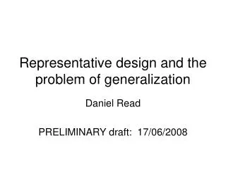 Representative design and the problem of generalization