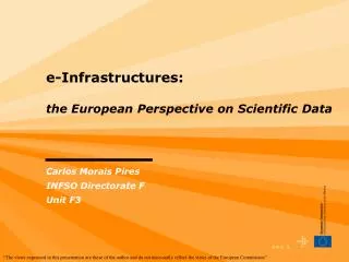 e-Infrastructures: the European Perspective on Scientific Data