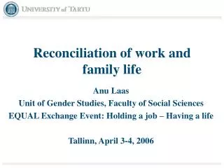Reconciliation of work and family life