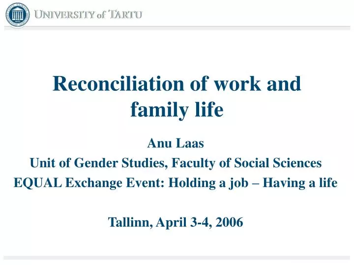 reconciliation of work and family life