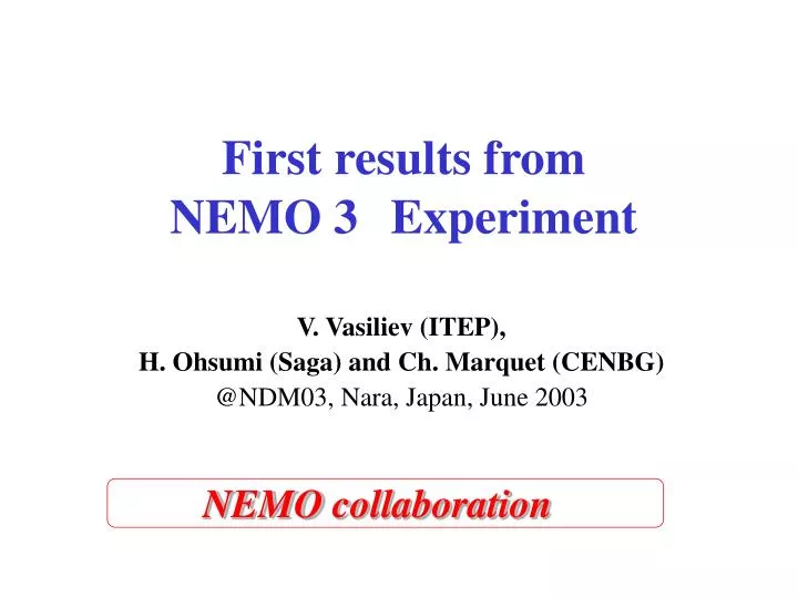first results from nemo 3 experiment