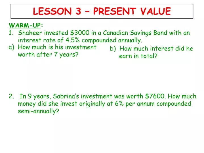 lesson 3 present value