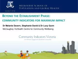 Beyond the Establishment Phase: community indicators for maximum impact