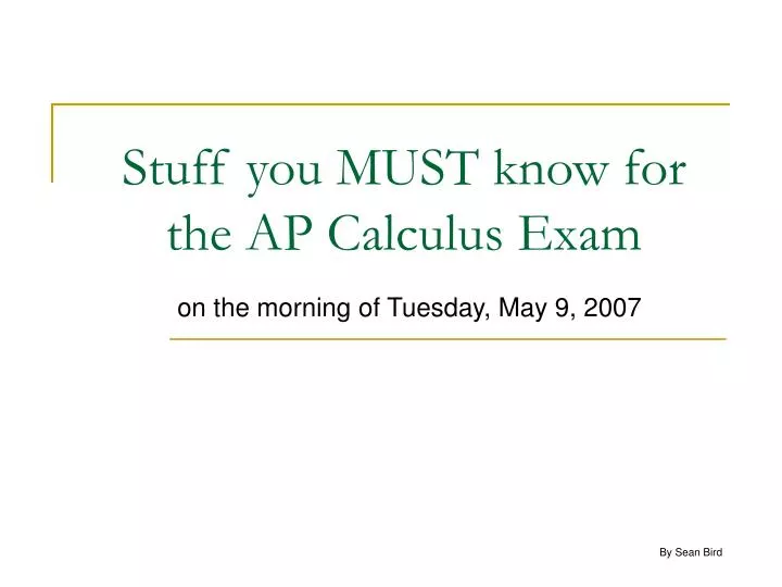 stuff you must know for the ap calculus exam