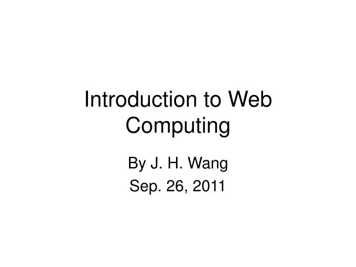 introduction to web computing