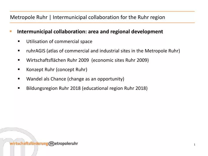 metropole ruhr intermunicipal collaboration for the ruhr region