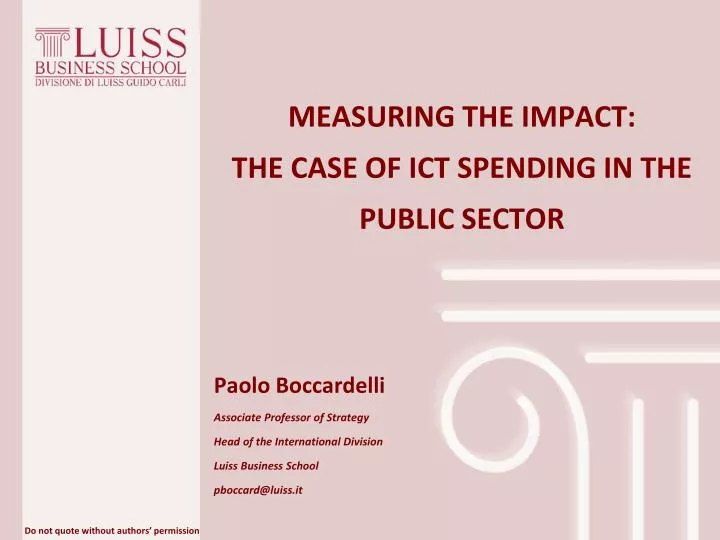 measuring the impact the case of ict spending in the public sector