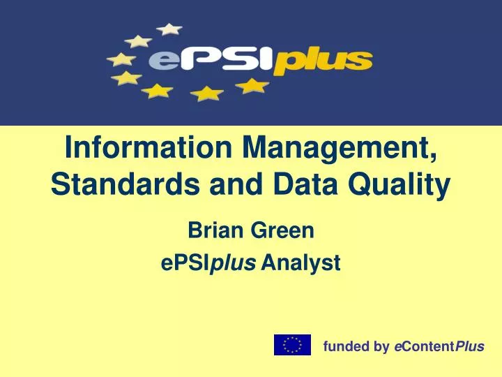 information management standards and data quality
