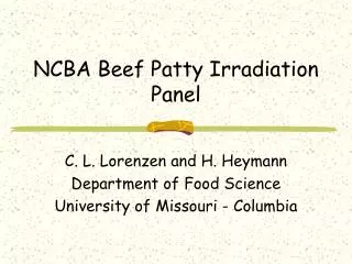 NCBA Beef Patty Irradiation Panel