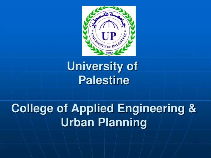 university of palestine college of applied engineering urban planning