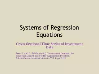 Systems of Regression Equations