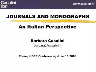 JOURNALS AND MONOGRAPHS