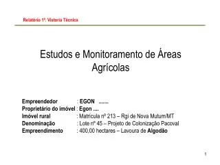 estudos e monitoramento de reas agr colas