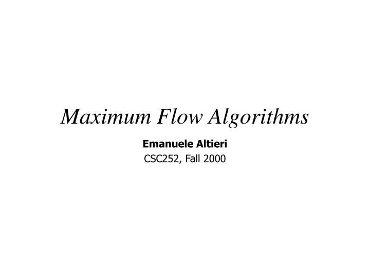 maximum flow algorithms