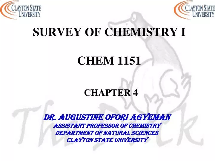 survey of chemistry i chem 1151 chapter 4