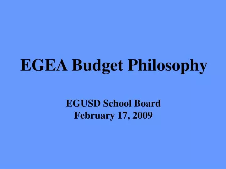 egea budget philosophy