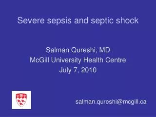 Severe sepsis and septic shock