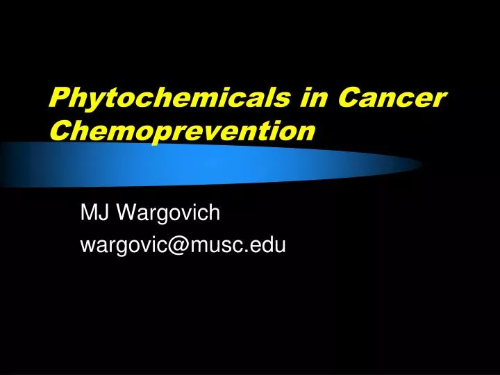 phytochemicals in cancer chemoprevention