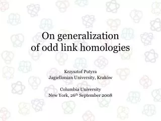 On generalization of odd link homologies