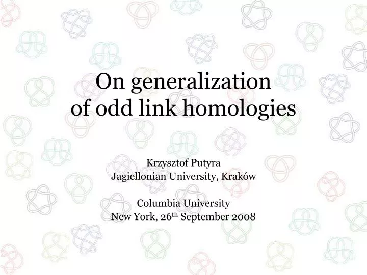 on generalization of odd link homologies