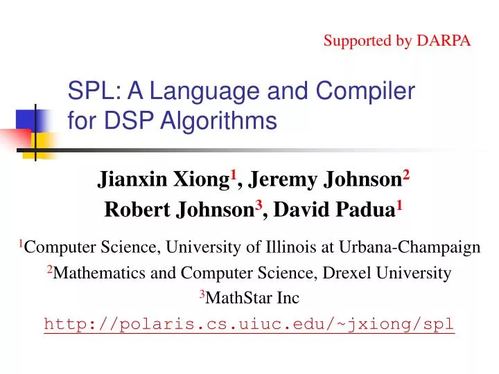 spl a language and compiler for dsp algorithms