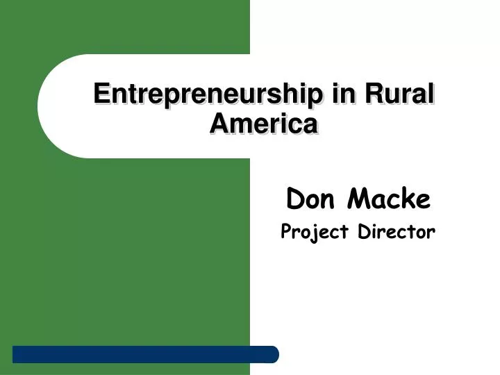 entrepreneurship in rural america