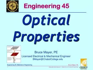 Bruce Mayer, PE Licensed Electrical &amp; Mechanical Engineer BMayer@ChabotCollege