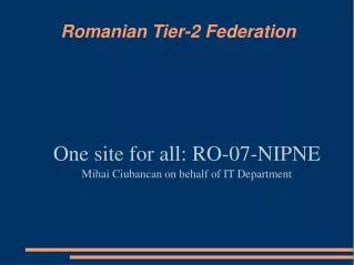 Romanian Tier-2 Federation