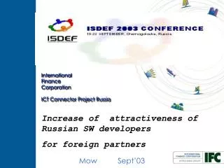 International Finance Corporation ICT Connector Project Russia