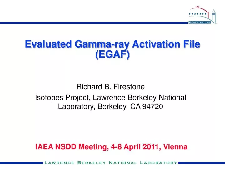 evaluated gamma ray activation file egaf