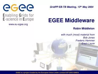 EGEE is a project funded by the European Union under contract IST-2003-508833