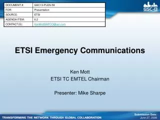 ETSI Emergency Communications