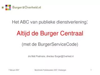 het abc van publieke dienstverlening altijd de burger centraal met de burgerservicecode