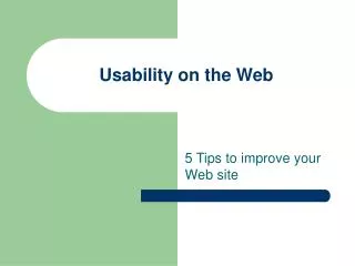 Usability on the Web