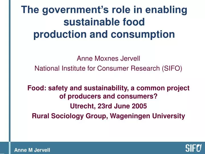 the government s role in enabling sustainable food production and consumption