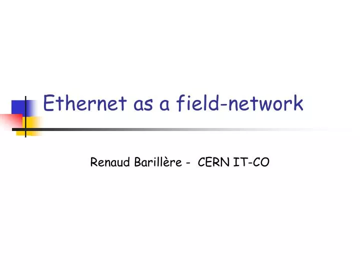 ethernet as a field network