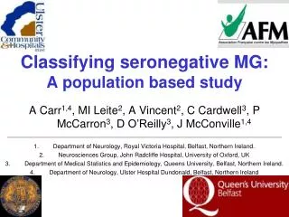 Classifying seronegative MG: A population based study