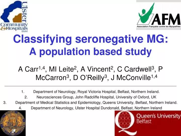 classifying seronegative mg a population based study