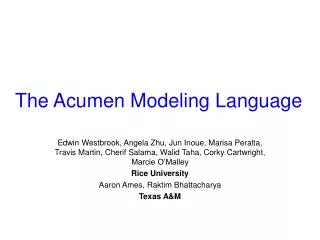 The Acumen Modeling Language