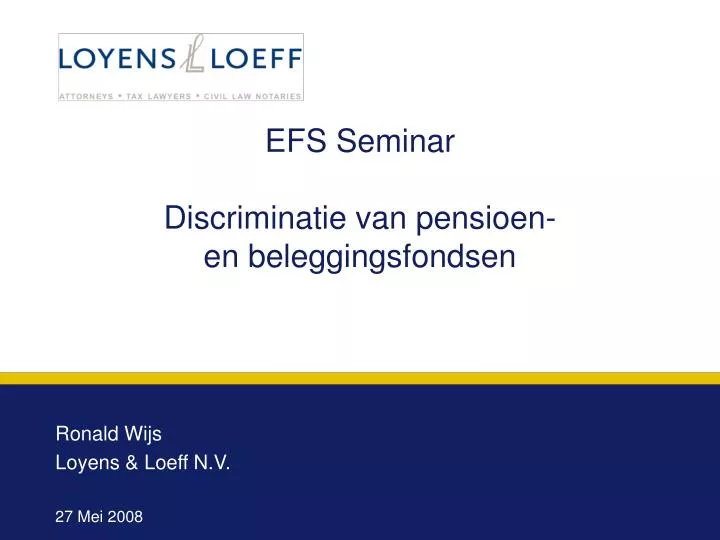 efs seminar discriminatie van pensioen en beleggingsfondsen