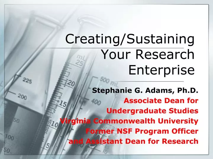 creating sustaining your research enterprise