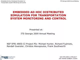 EMBEDDED AD HOC DISTRIBUTED SIMULATION FOR TRANSPORTATION SYSTEM MONITORING AND CONTROL