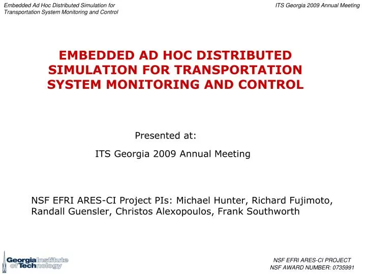 embedded ad hoc distributed simulation for transportation system monitoring and control