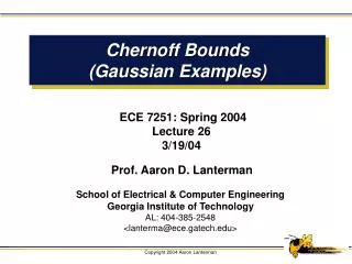 Chernoff Bounds (Gaussian Examples)