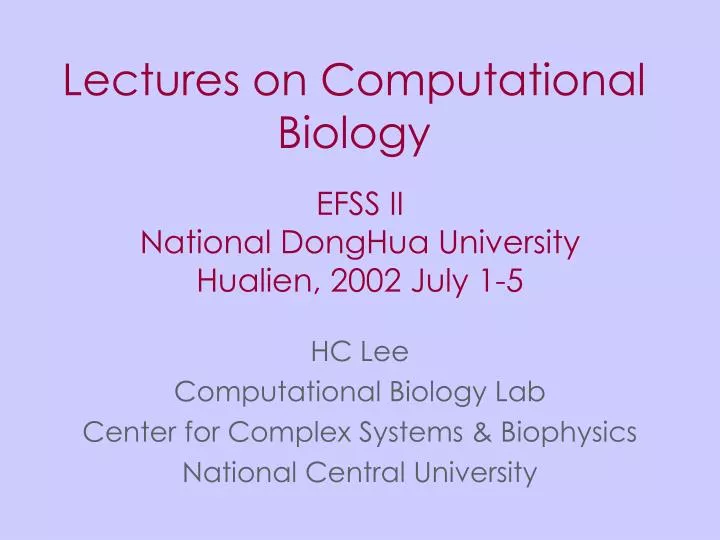 lectures on computational biology