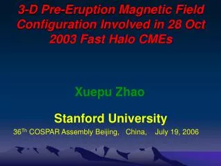 3-D Pre-Eruption Magnetic Field Configuration Involved in 28 Oct 2003 Fast Halo CMEs