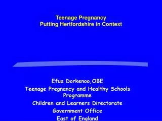 Efua Dorkenoo,OBE Teenage Pregnancy and Healthy Schools Programme